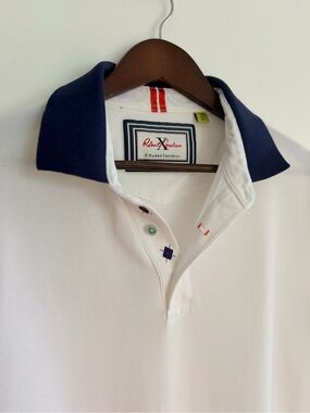 Robert Graham White Polo with Navy Contrast Collar